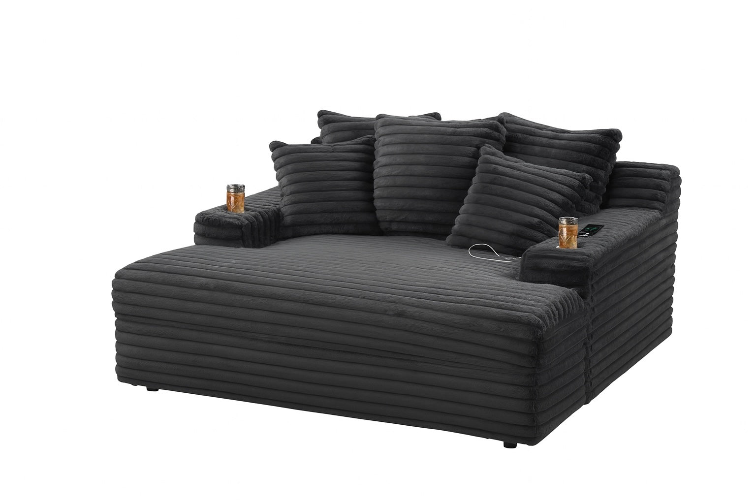 Grey Wavy Oversize Chaise Louge