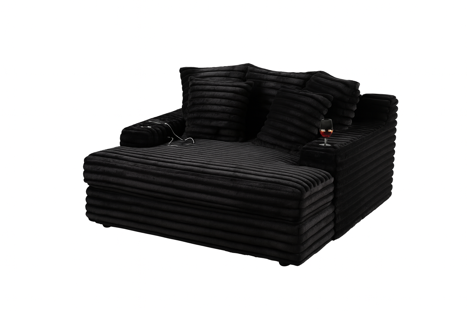 Black Wavy Oversize Chaise Louge