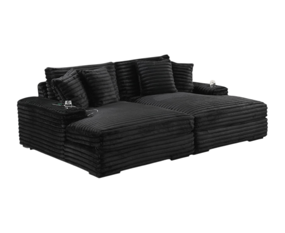 Black Oversize Double Chaise Lounge
