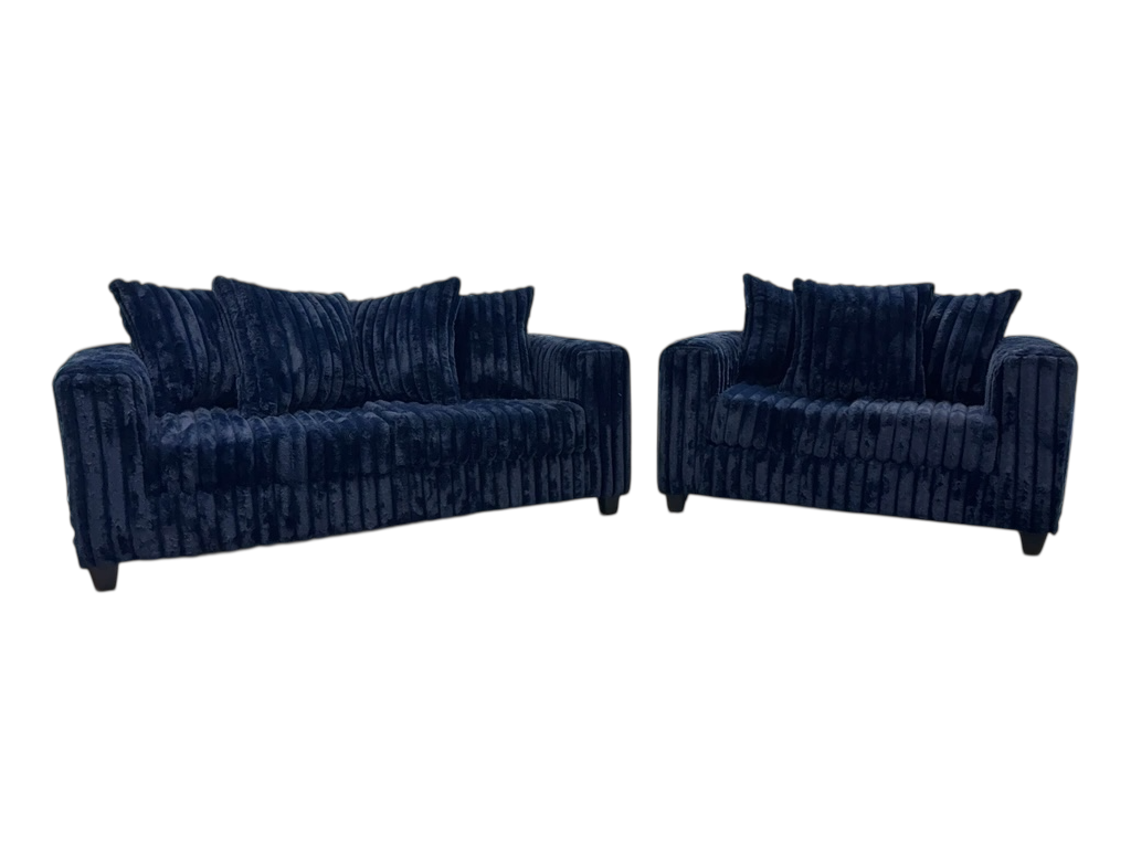 510 Navy Blue Sofa & Loveseat Set