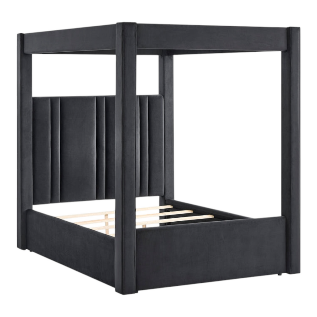 Cayla Velvet Black Canopy Bed