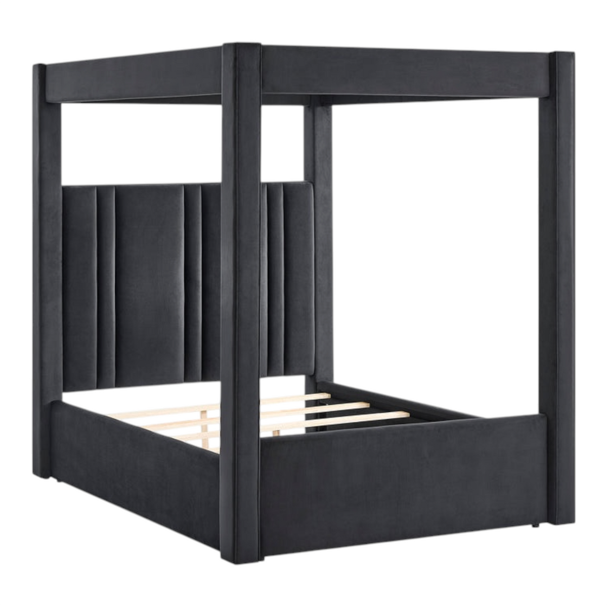 Cayla Velvet Black Canopy Bed