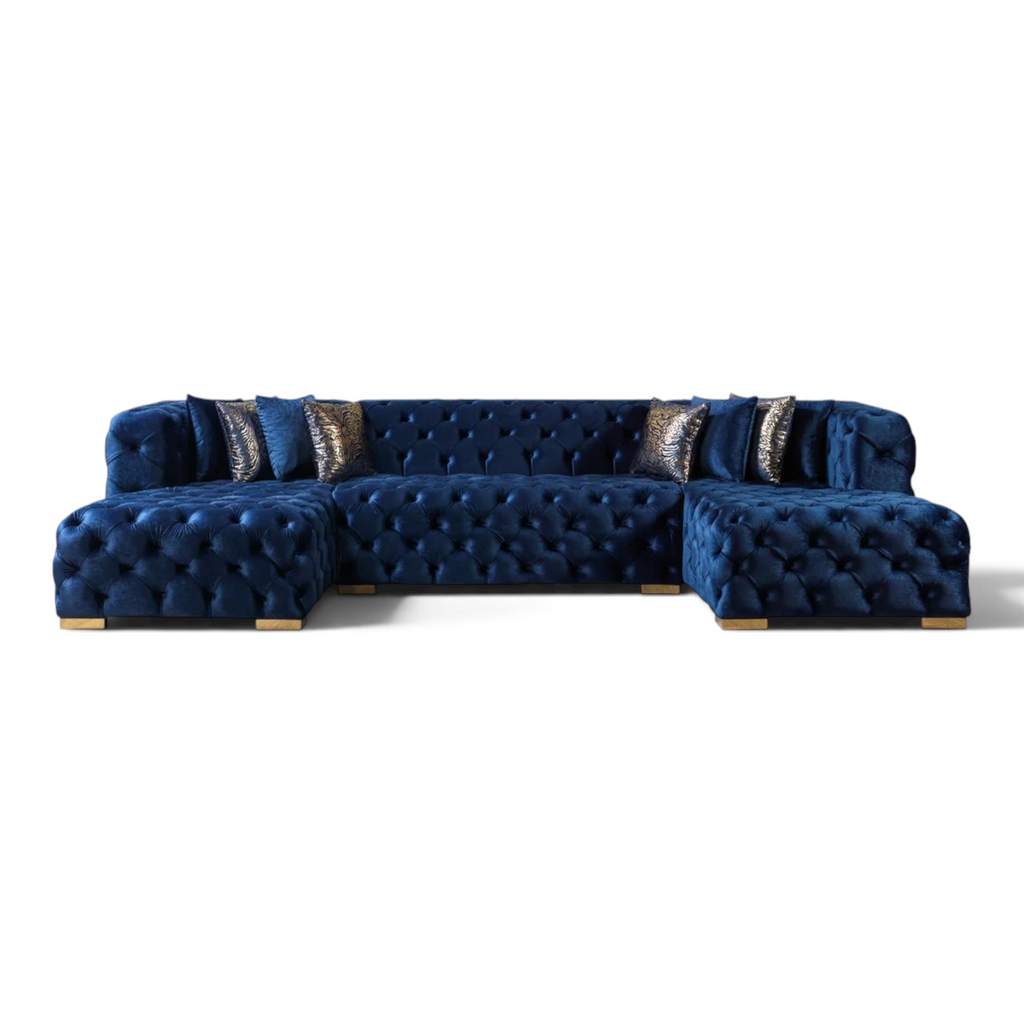 MyPrecious Velvet Double Chaise Sectional