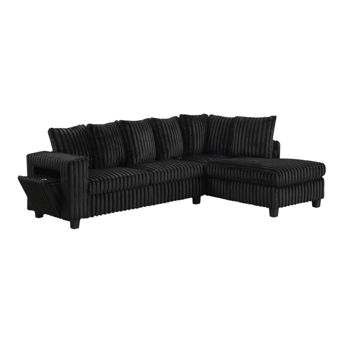 Reversible Fluffy L Sectional W Charging Port & Cupholder