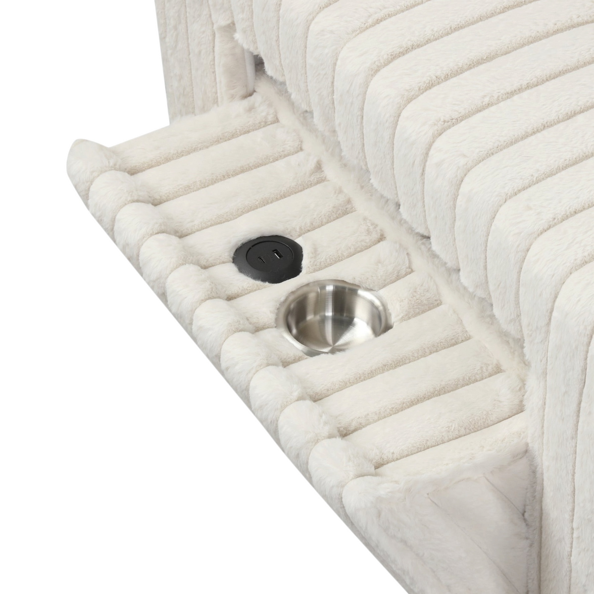 Reversible Fluffy L Sectional W Charging Port & Cupholder