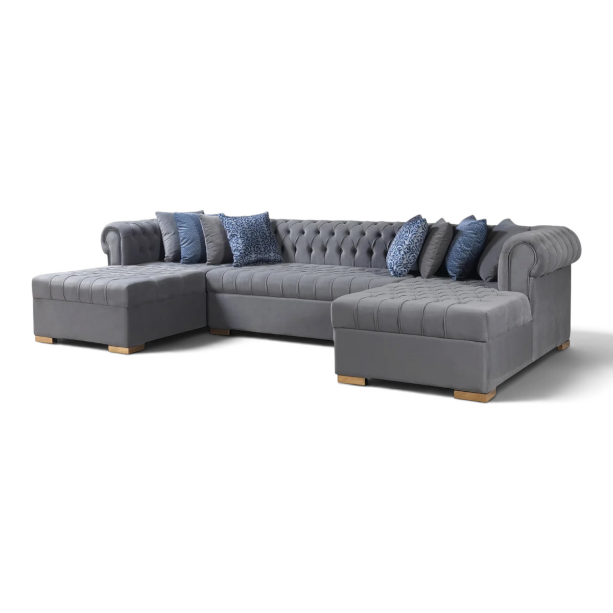 Presidential Velvet Double Chaise Sectional