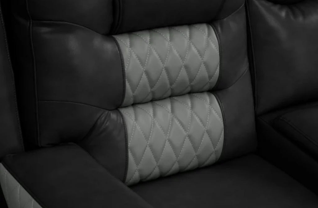 Black Leather Jordon2 Reclining Sectional
