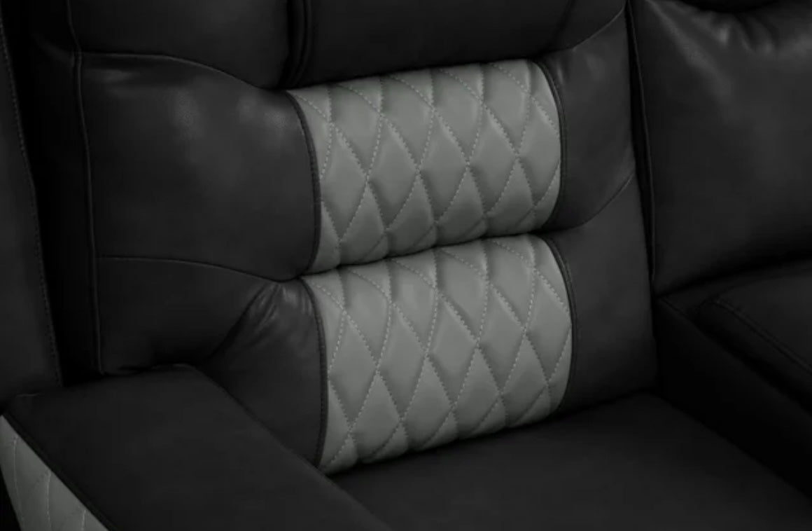 Black Leather Jordon2 Reclining Sectional
