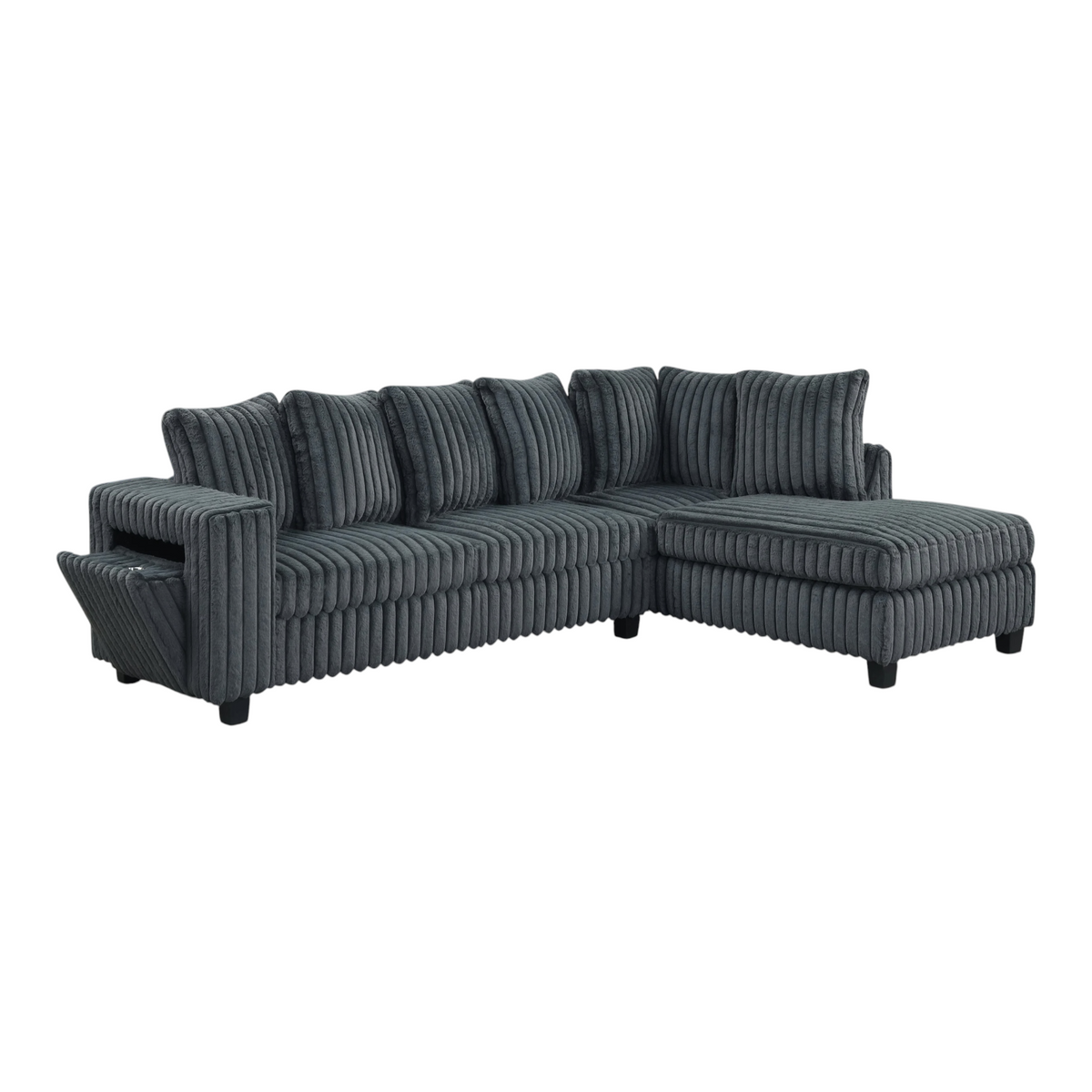 Reversible Fluffy L Sectional W Charging Port & Cupholder