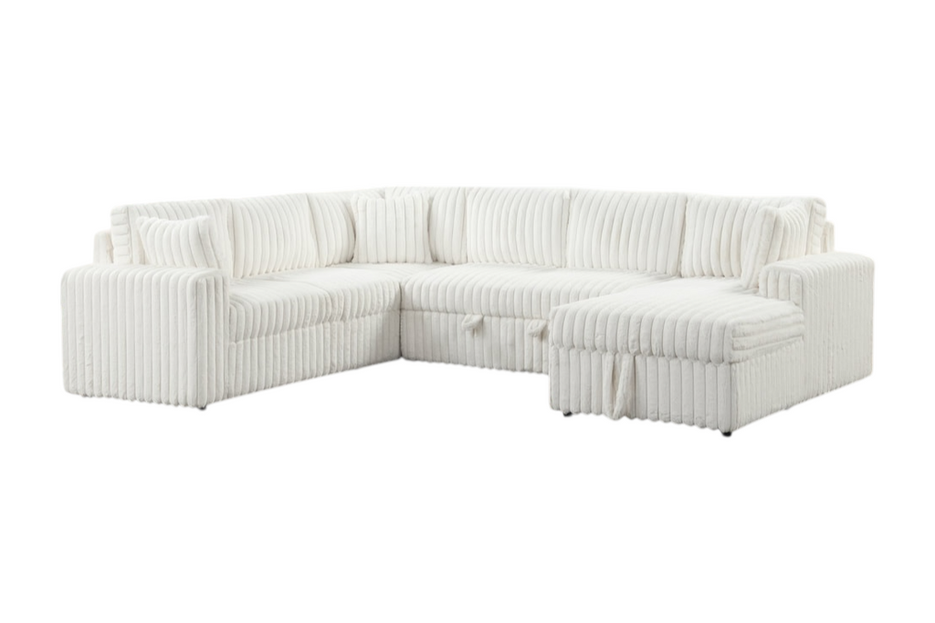 Forever Beige Sectional With Pull-Out Bed