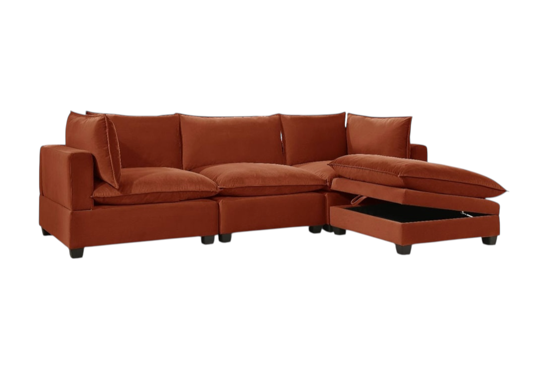 CLOUD2 RUST VELVET MODULAR SECTIONAL