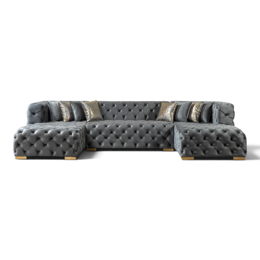 MyPrecious Velvet Double Chaise Sectional