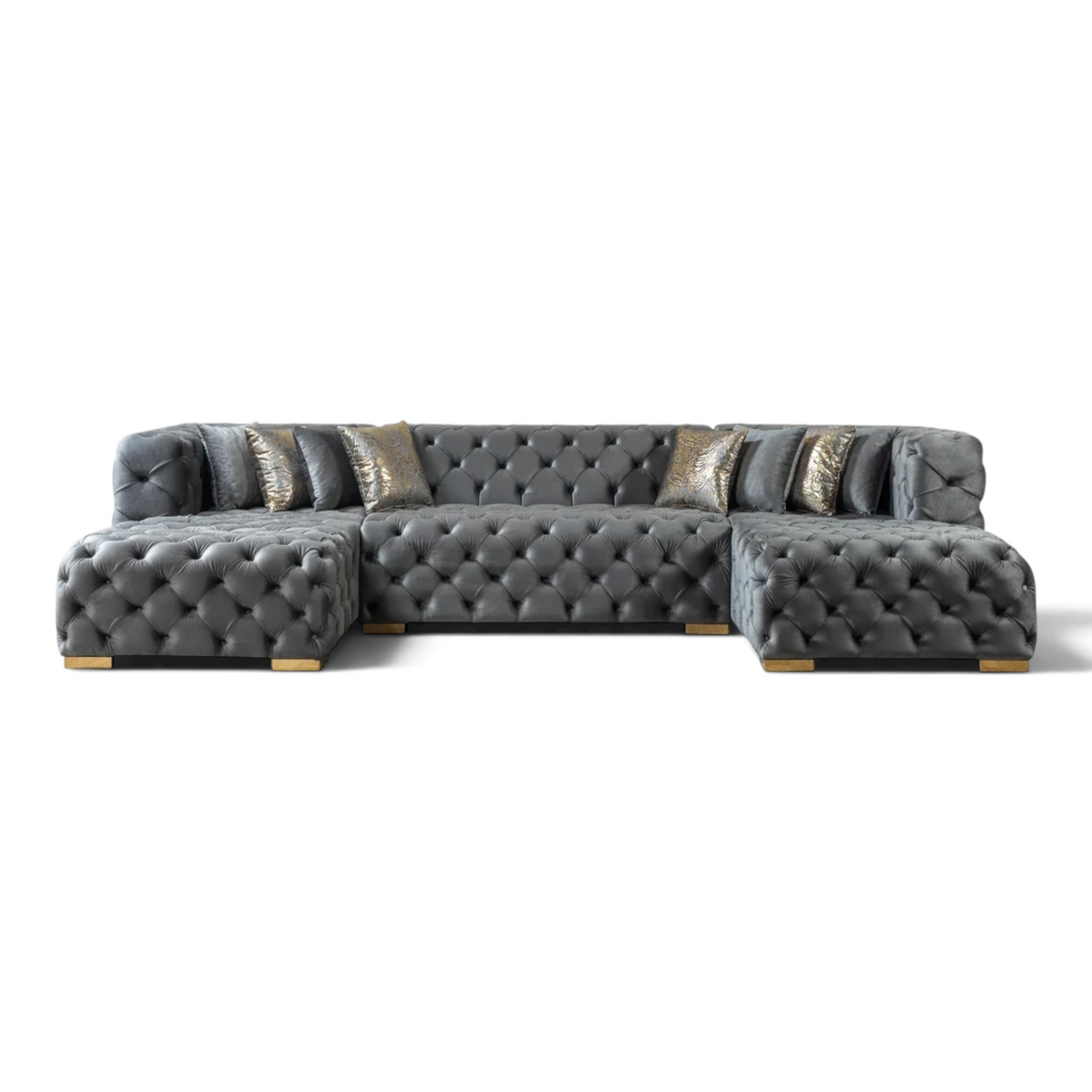 MyPrecious Velvet Double Chaise Sectional