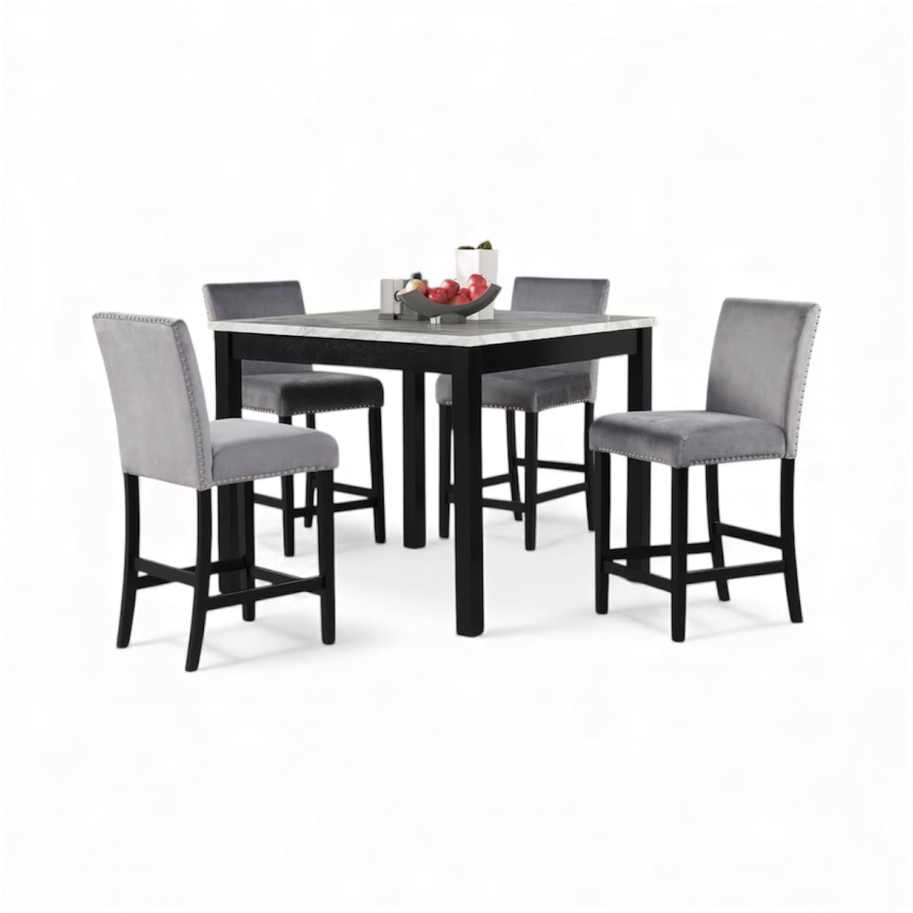 Dior - Grey Pub Table + 4 Chair Set