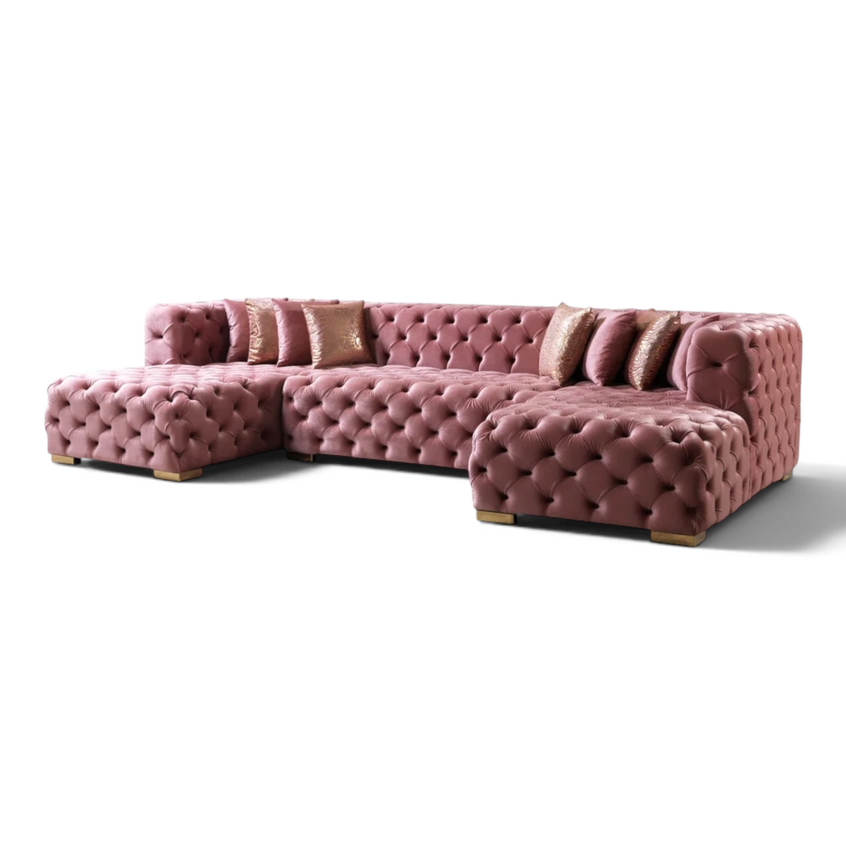 MyPrecious Velvet Double Chaise Sectional