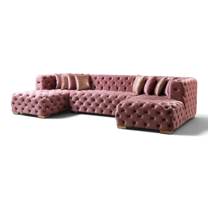 MyPrecious Velvet Double Chaise Sectional
