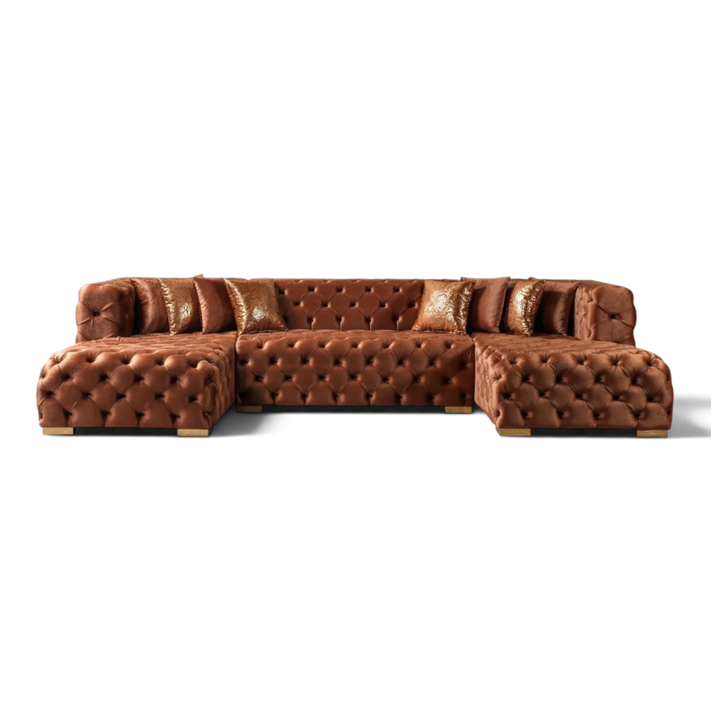 MyPrecious Velvet Double Chaise Sectional
