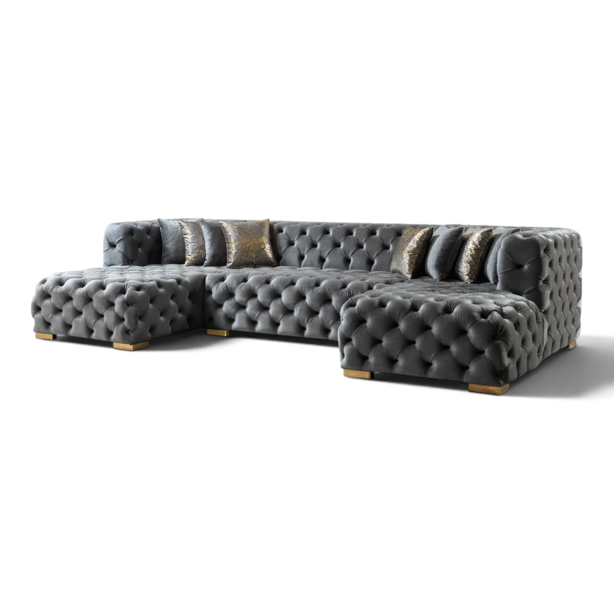 MyPrecious Velvet Double Chaise Sectional
