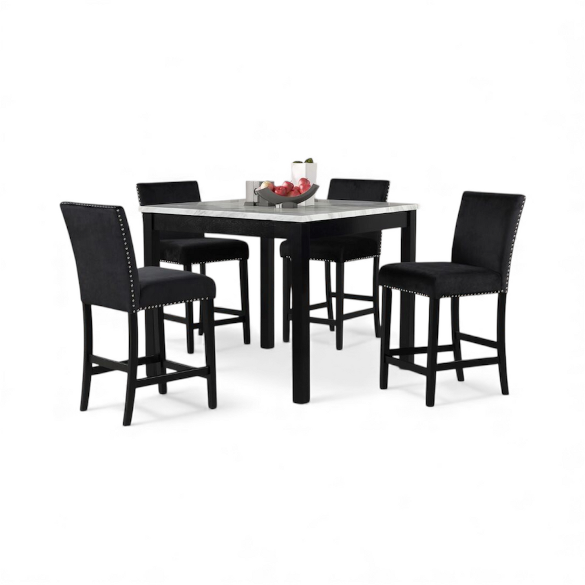 Dior - Black Pub Table + 4 Chair Set