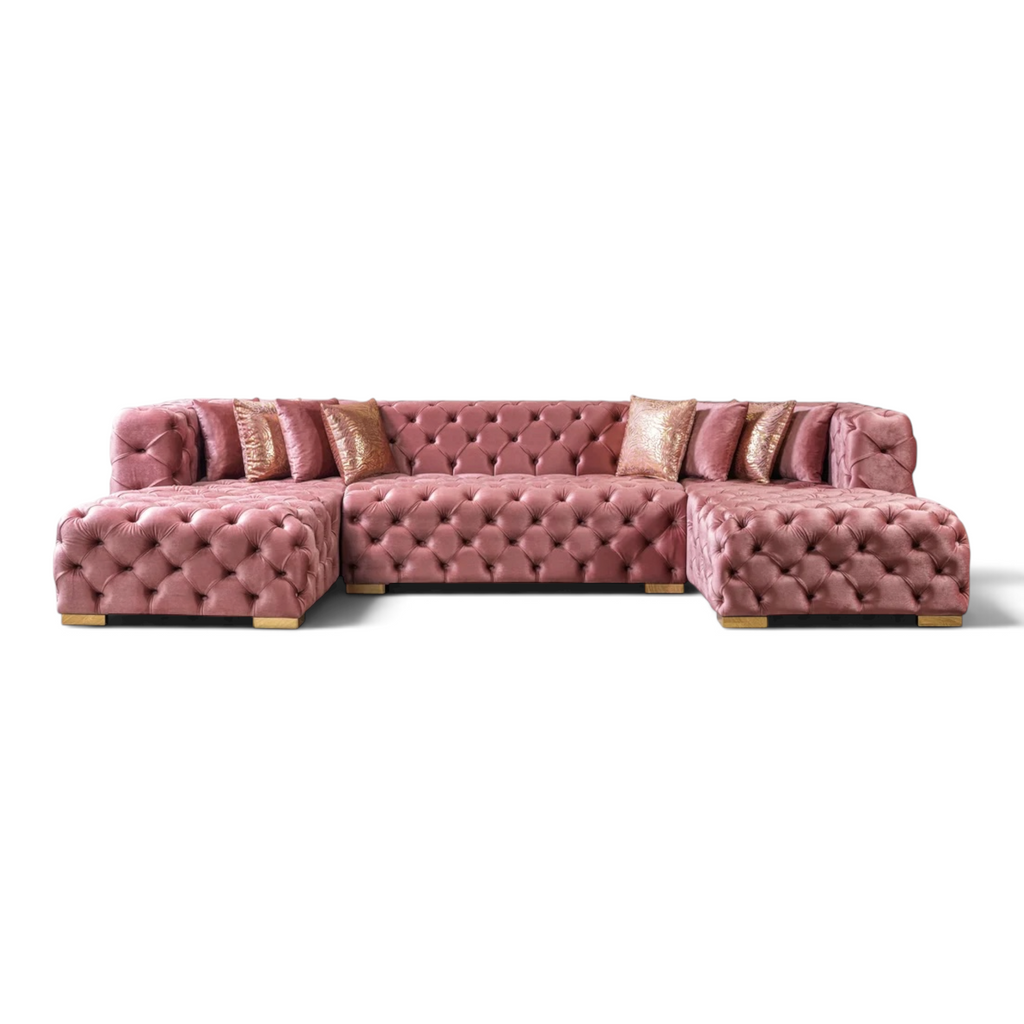 MyPrecious Velvet Double Chaise Sectional