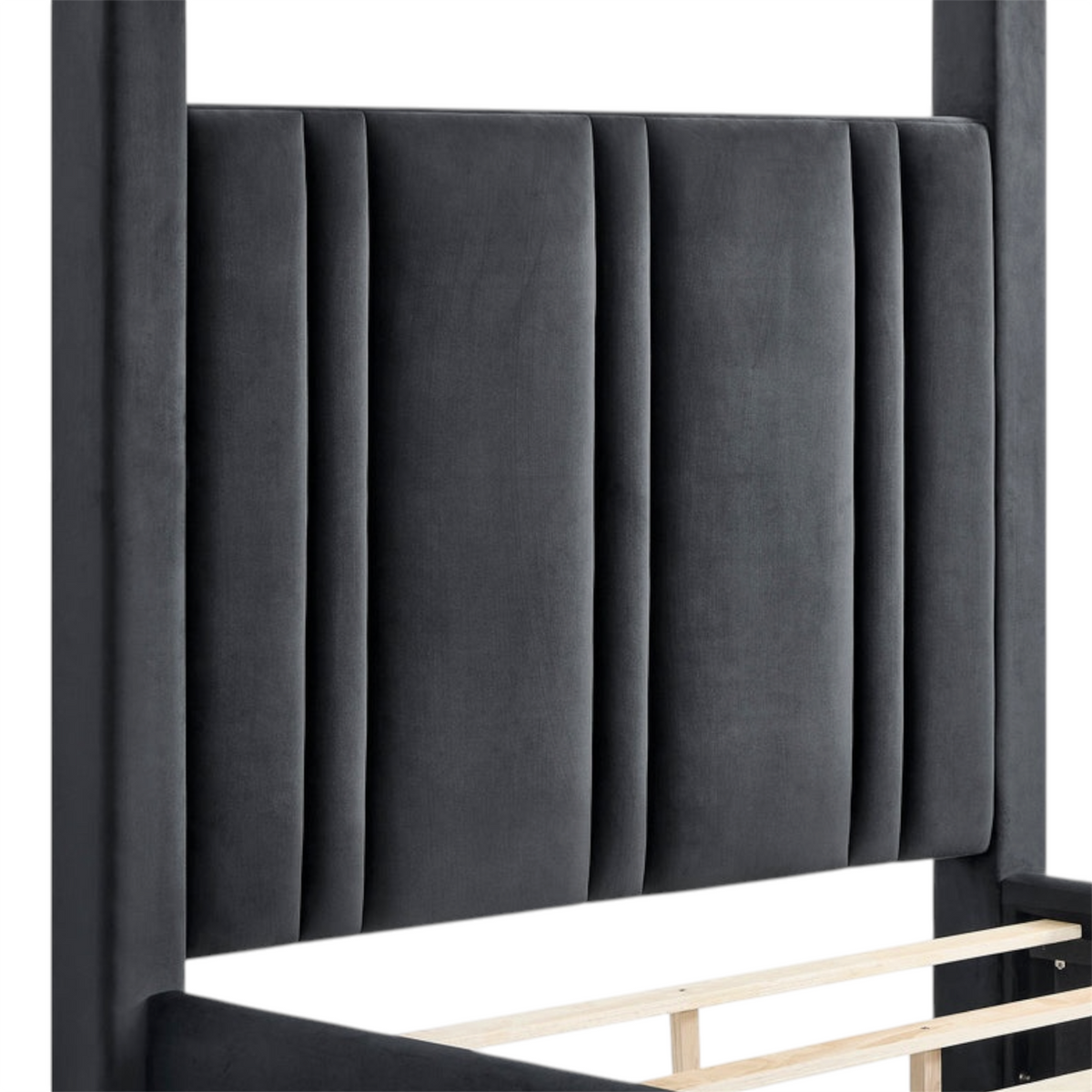 Cayla Velvet Black Canopy Bed