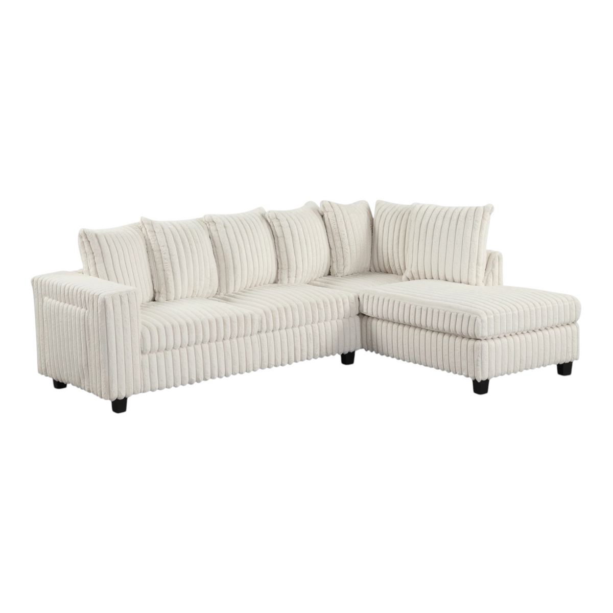 Reversible Fluffy L Sectional W Charging Port & Cupholder