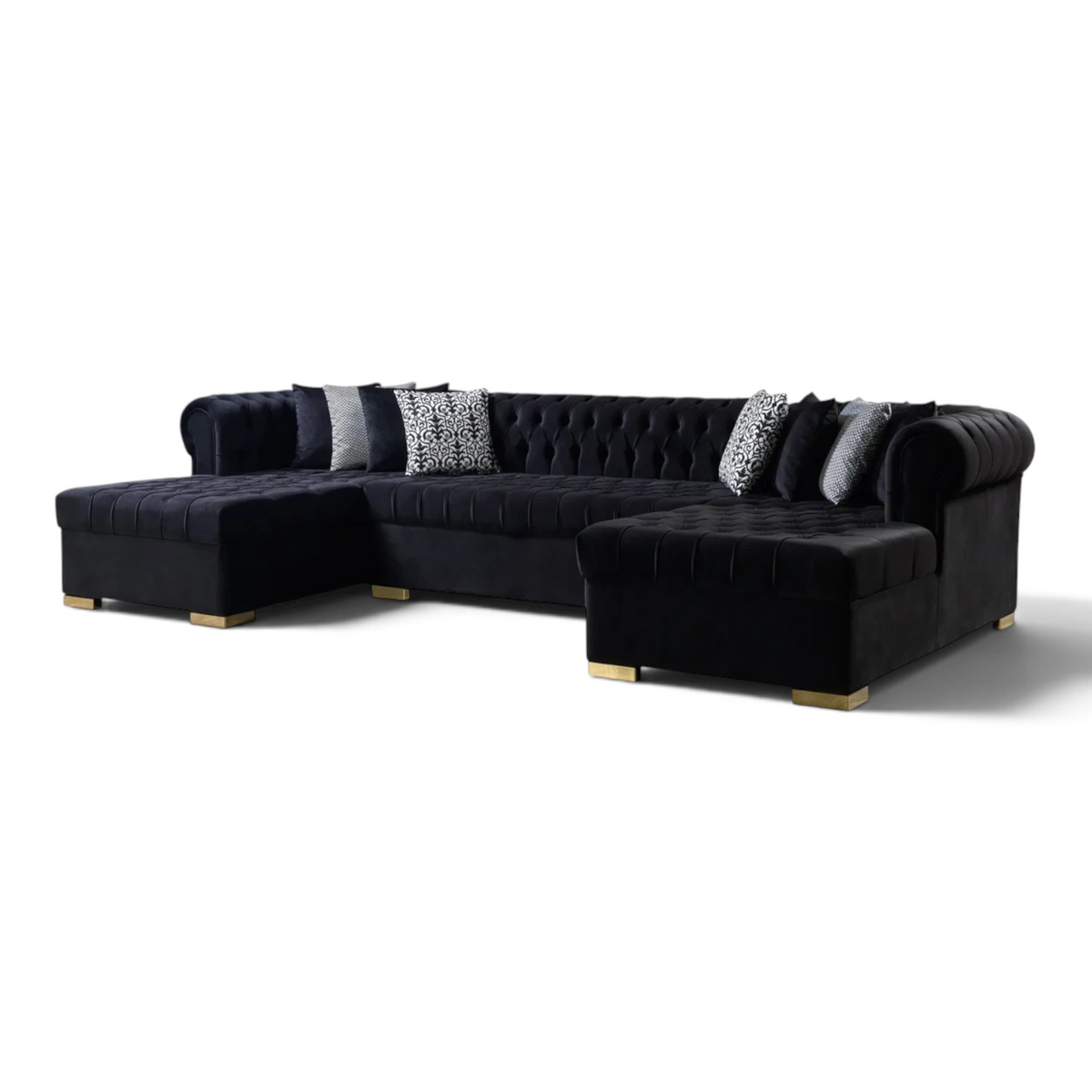 Presidential Velvet Double Chaise Sectional