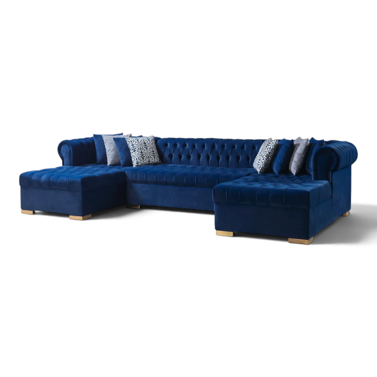 Presidential Velvet Double Chaise Sectional