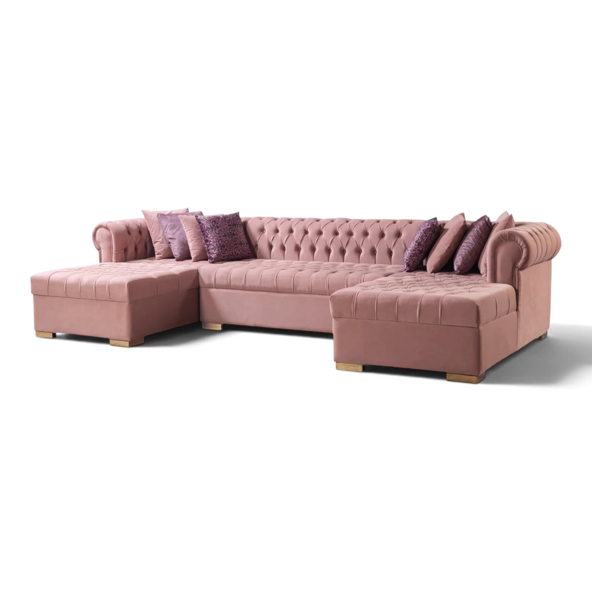 Presidential Velvet Double Chaise Sectional