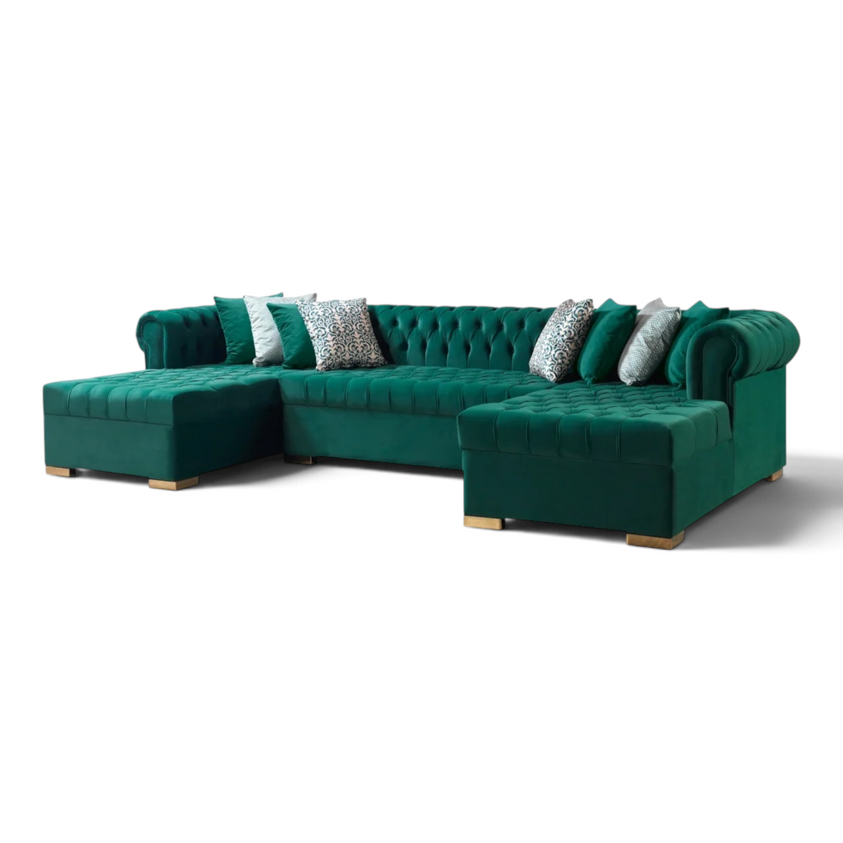 Presidential Velvet Double Chaise Sectional