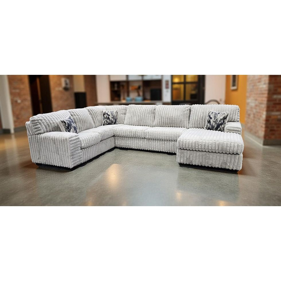 Fluffy U shape sectional  light gray