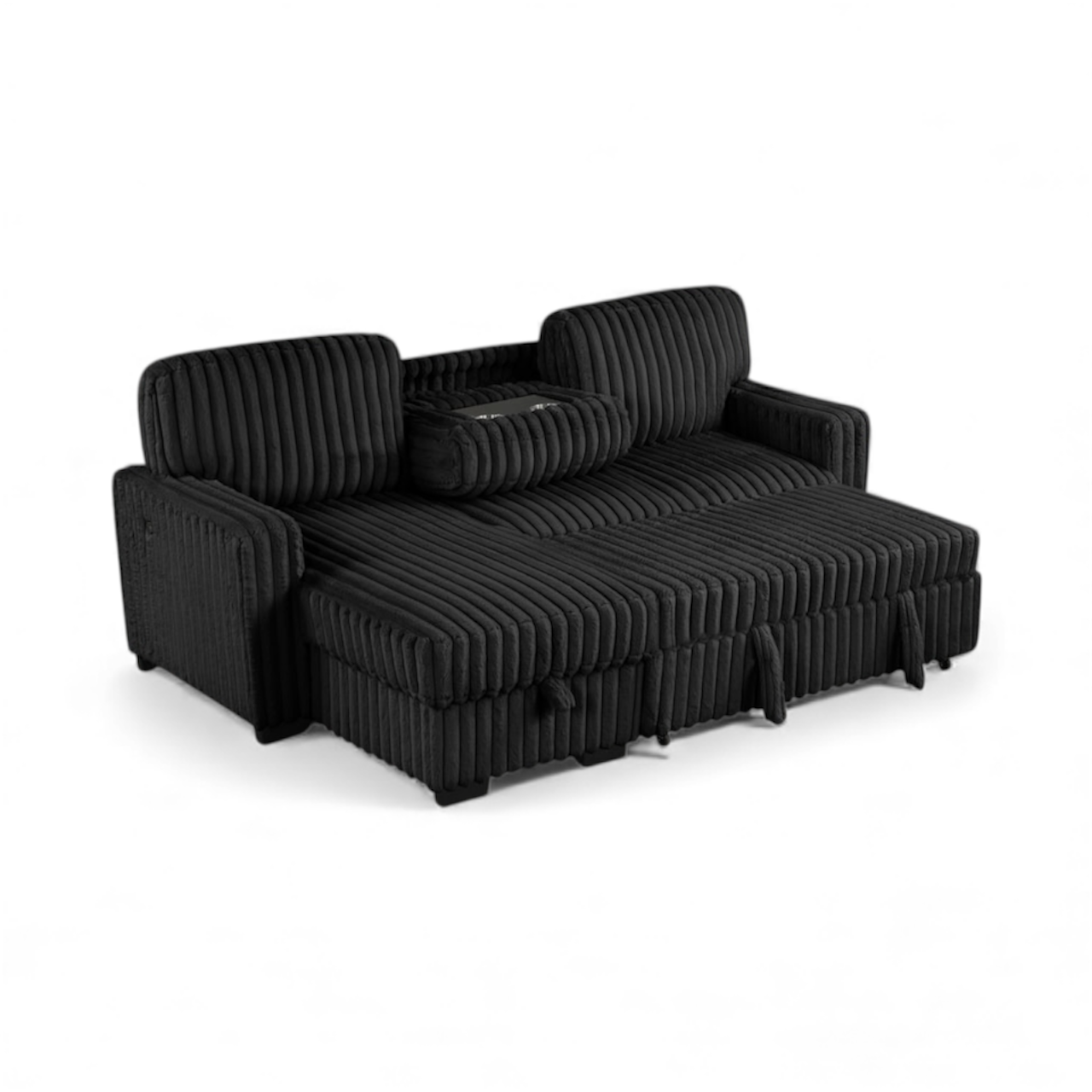 Poland Black Reversible Sectional With Pull-Out Bed
