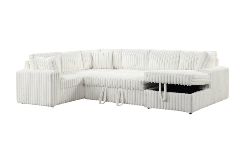 Forever Beige Sectional With Pull-Out Bed