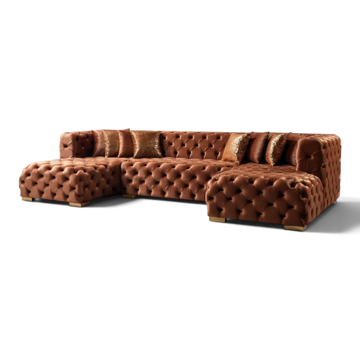 MyPrecious Velvet Double Chaise Sectional