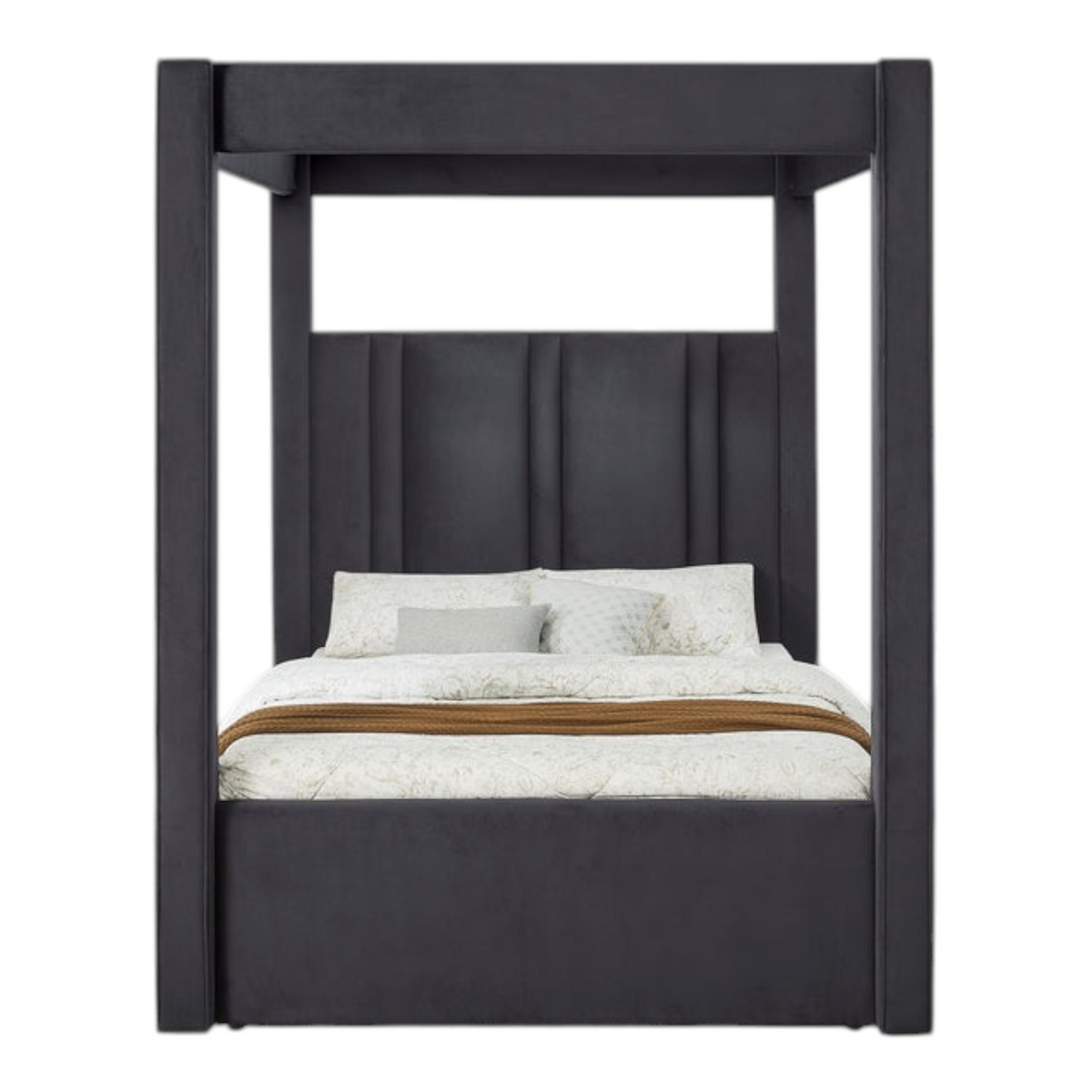 Cayla Velvet Black Canopy Bed