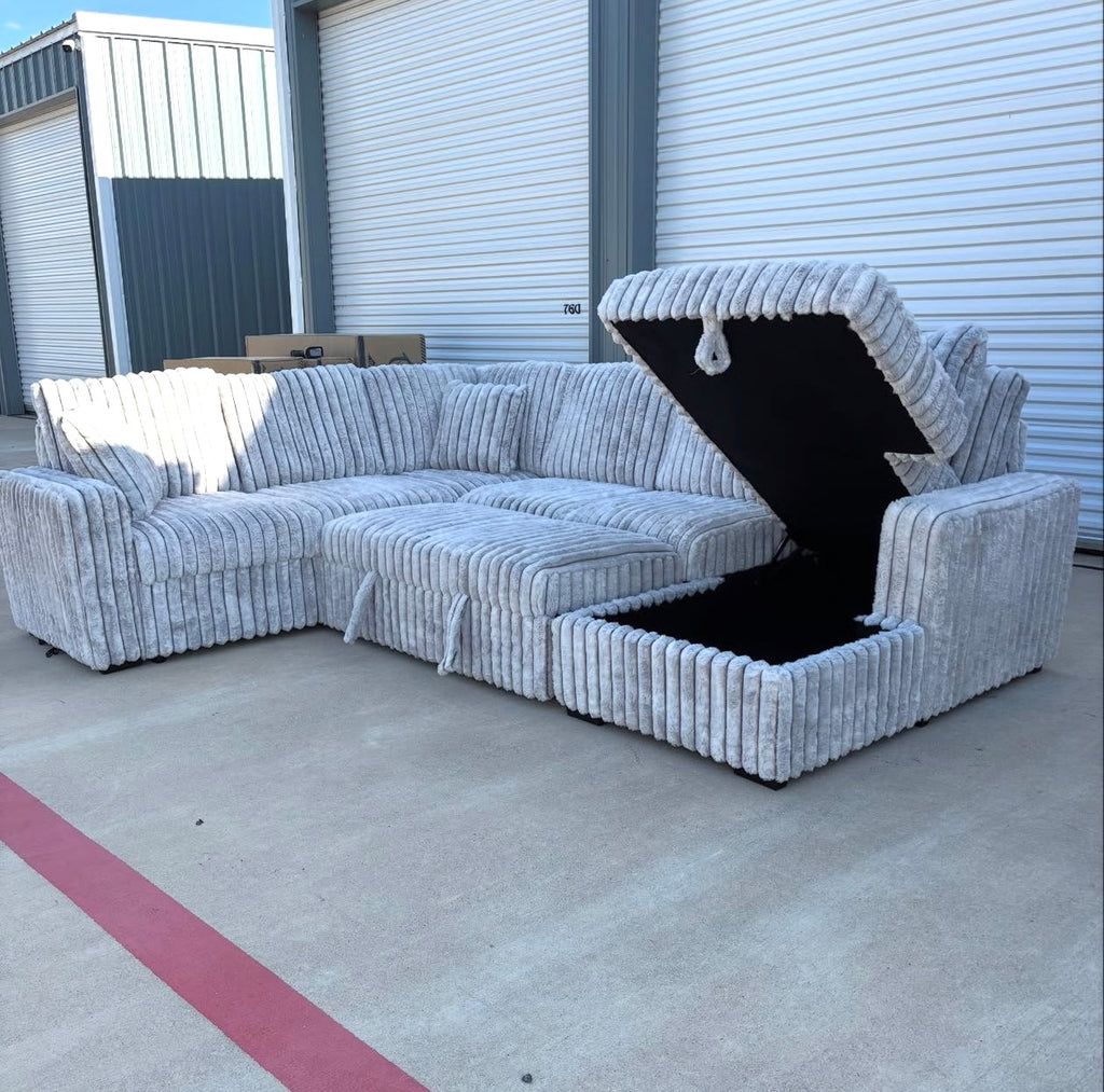 Sonic Gray Sectional With Pull-Out Bed