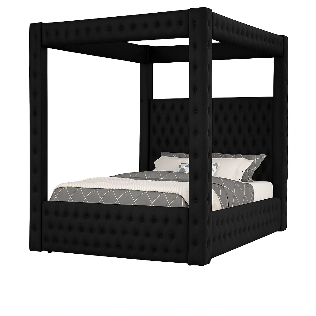 Castle Black Velvet Platform Bed