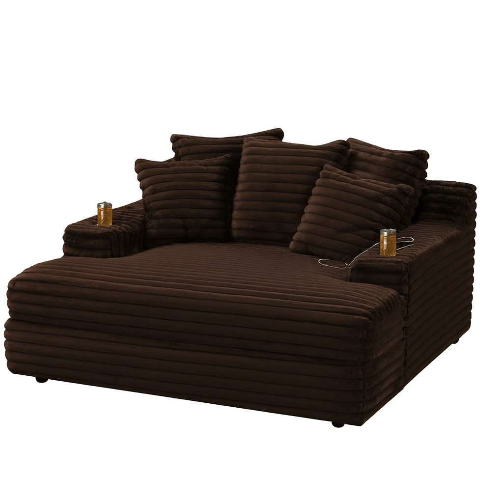 Brown Wavy Oversize Chaise Lounge
