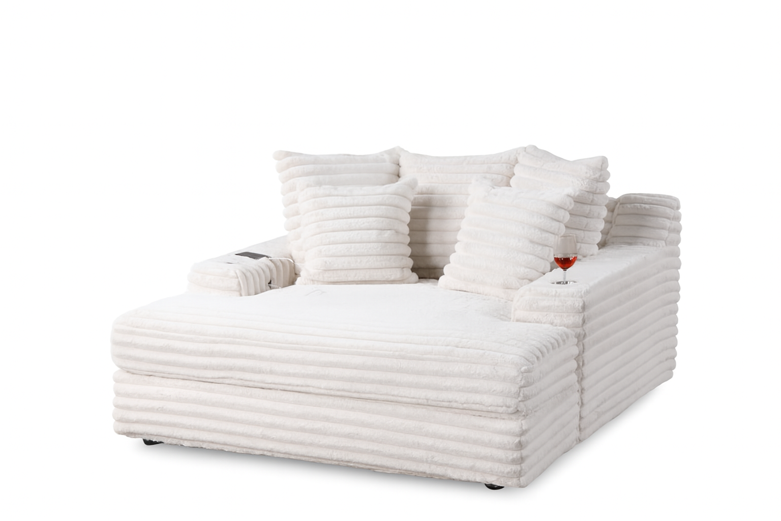 Beige Wavy Oversize Chaise Lounge