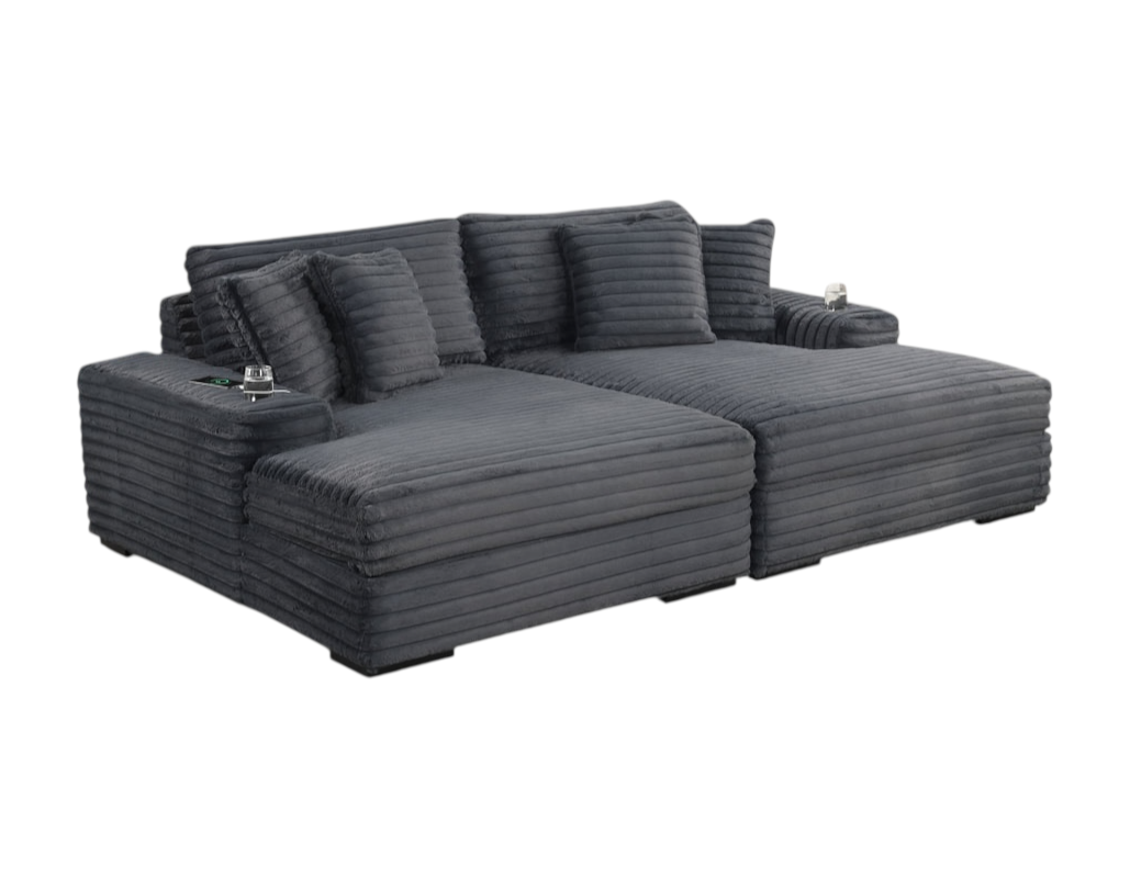 Grey Oversize Double Chaise Louge