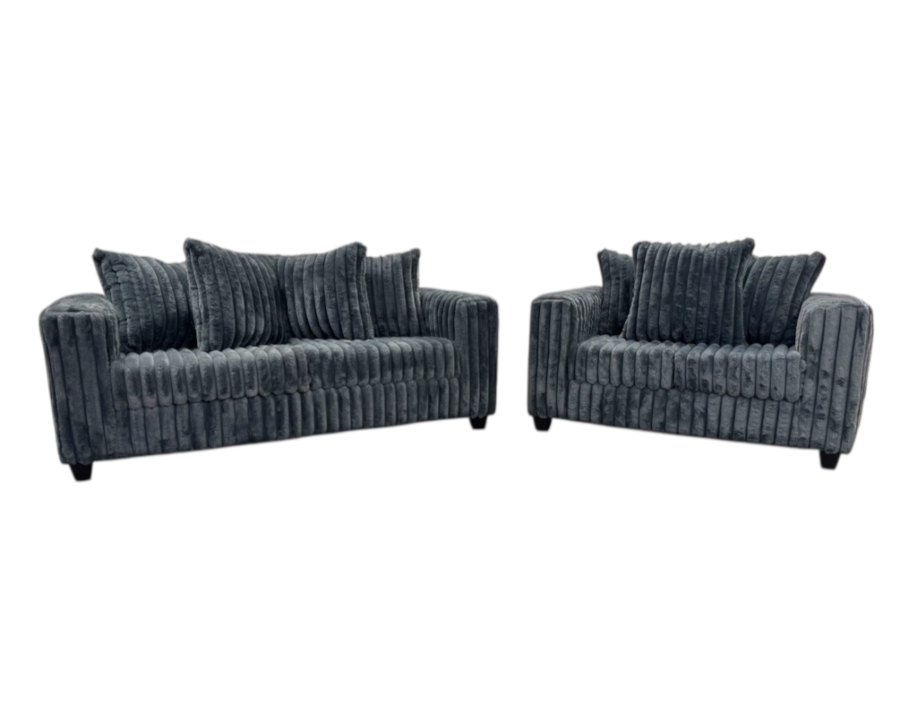510 Dark Grey Charcoal Sofa & Loveseat Set