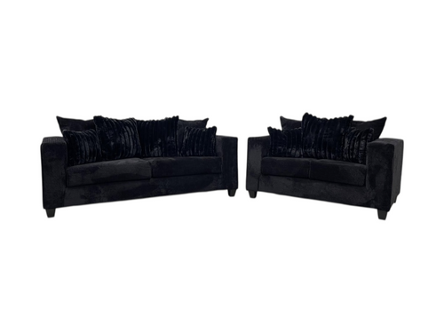 410 2PC BLACK Sofa and Loveseat Set