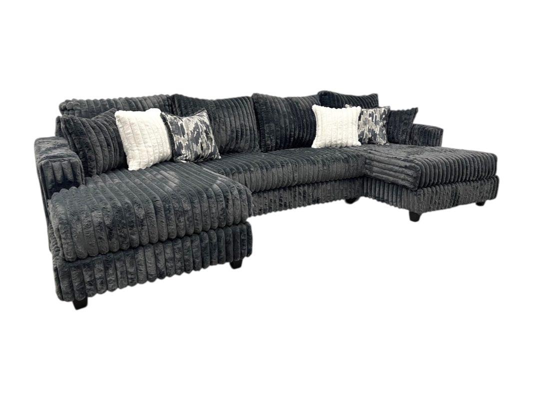 Wavy Charcoal UShape Sectional