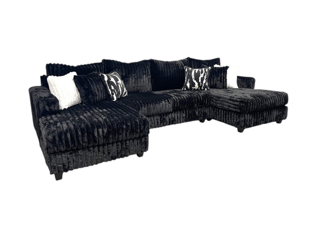 Wavy Black UShape Sectional