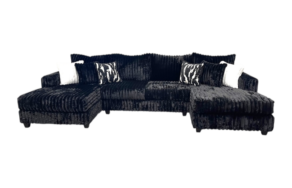 Wavy Black UShape Sectional