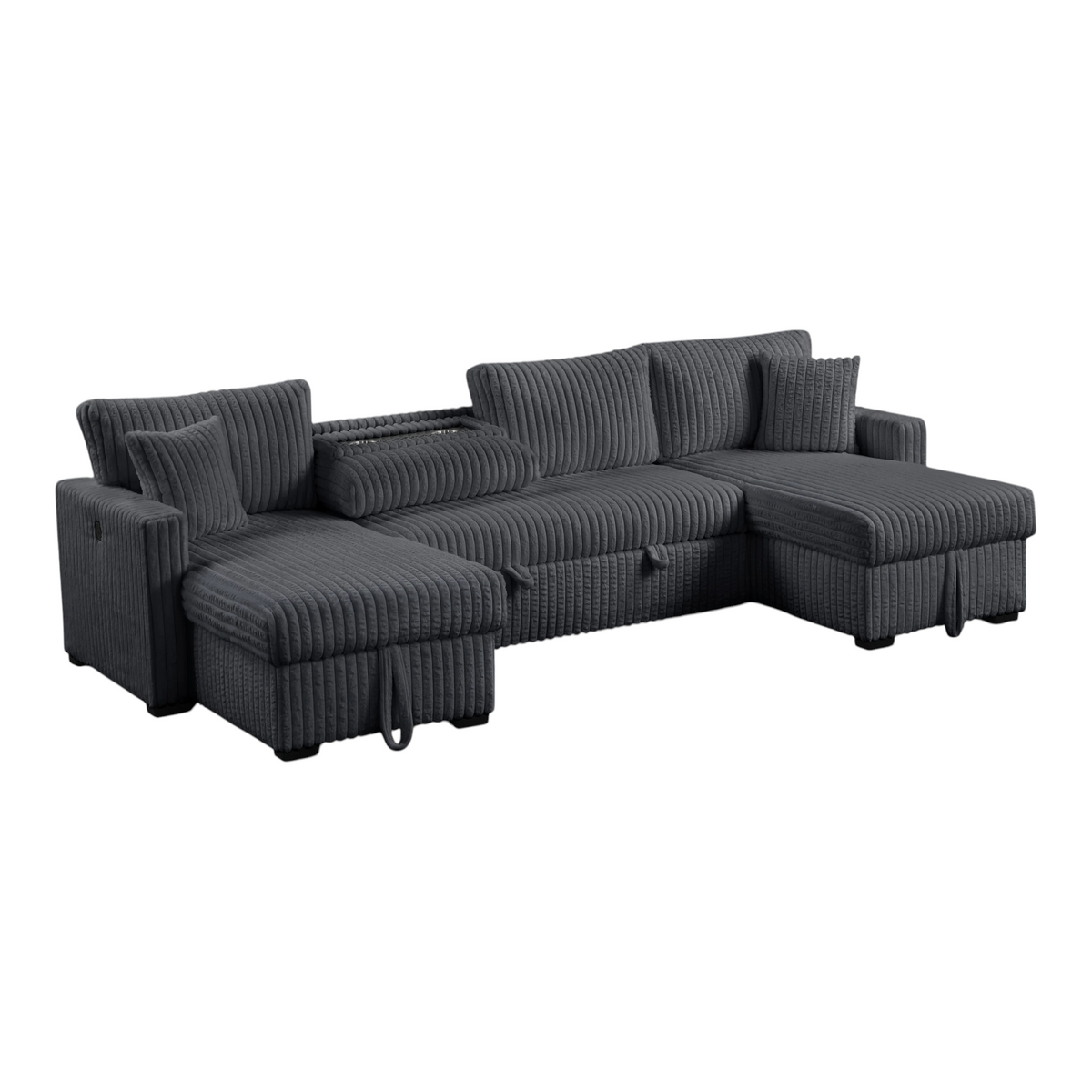 Fluffy July Double Storage Chaise Sectional (w/ Pull Out Bed)