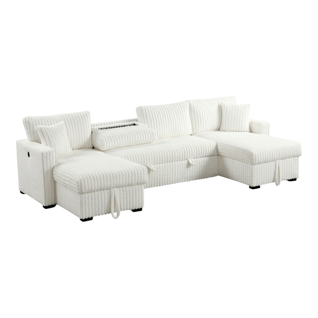 Fluffy July Double Storage Chaise Sectional (w/ Pull Out Bed)