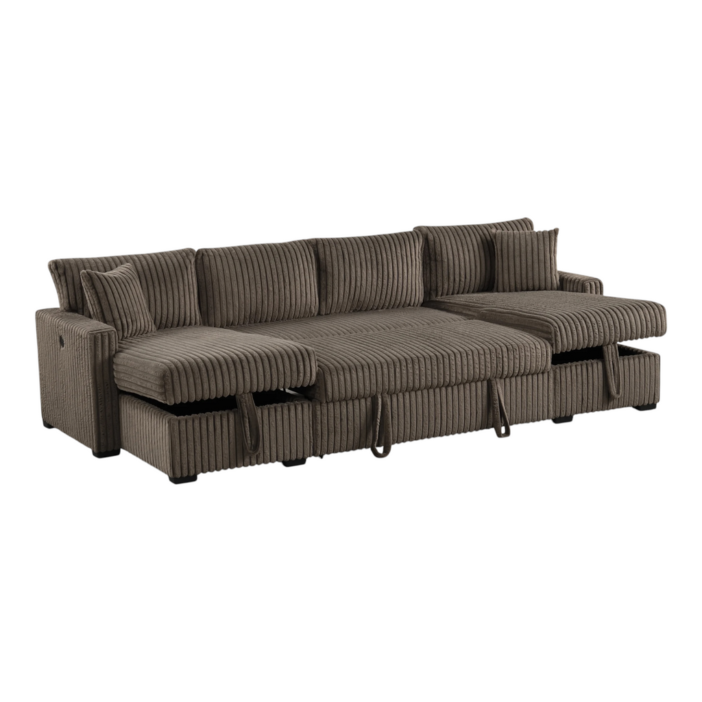 Fluffy July Double Storage Chaise Sectional (w/ Pull Out Bed)